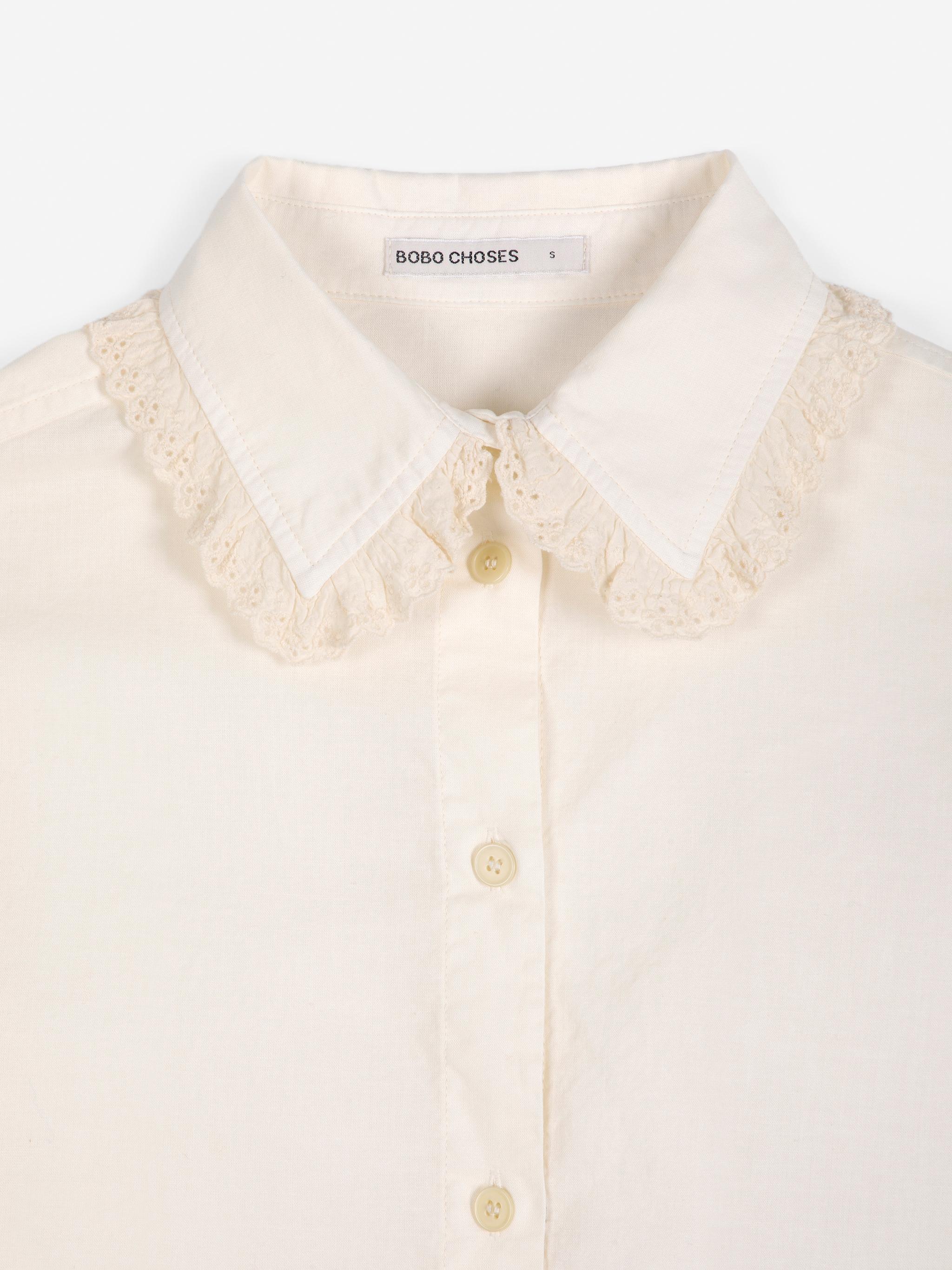 Bobo Choses Lace Ending Poplin Shirt Offwhite Damen Bluse weiß